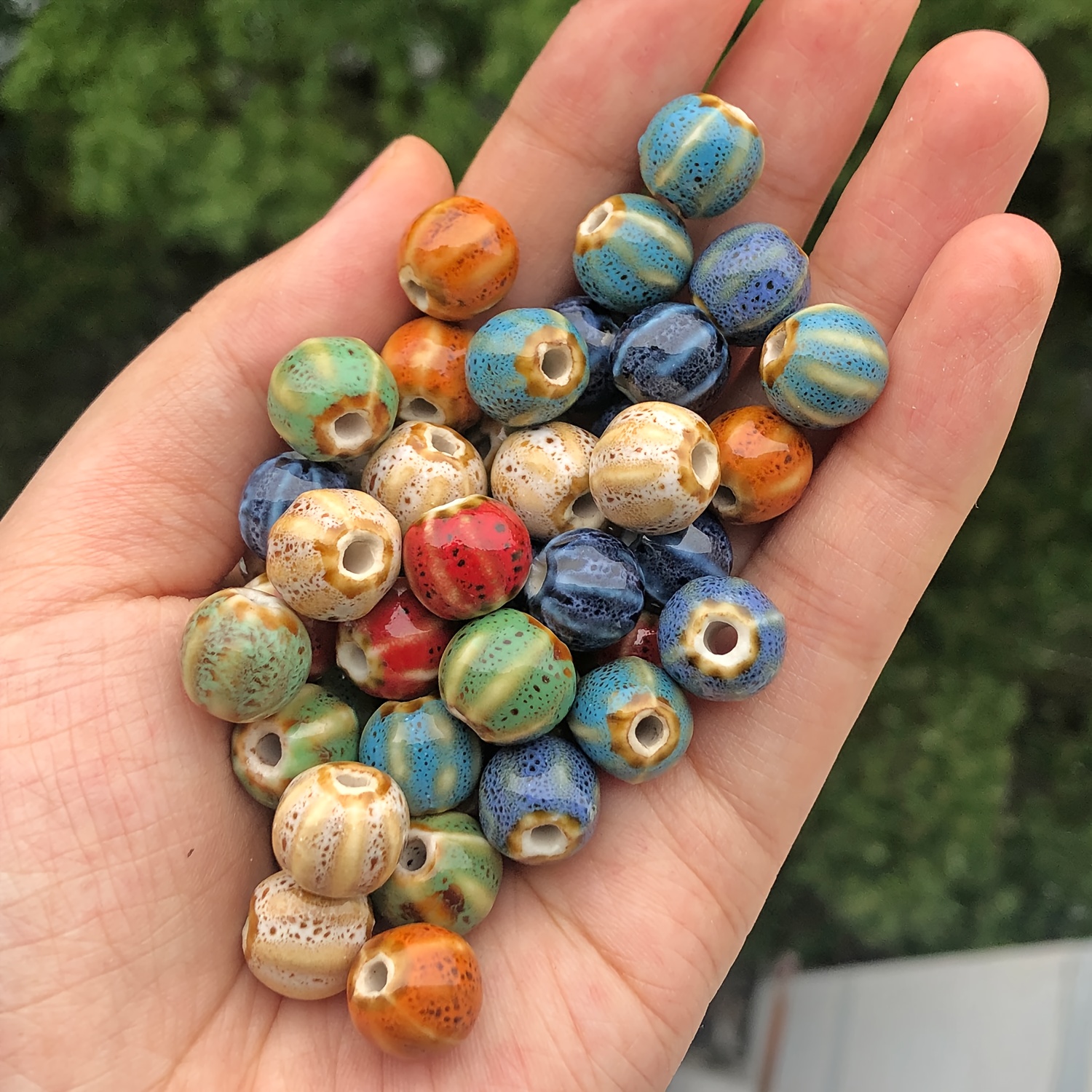 10pcs Ceramic Pumpkin Colour Porcelain Beads
